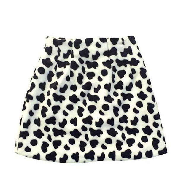 Trendy Shaggy Cow Skirt - Y2K Western Style Fashion for Unique TikTok Looks