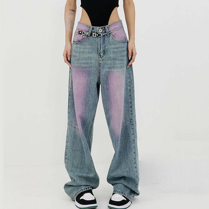 Trendy Skater Girl Baggy Jeans for Kids - Y2K Style with Graphic and Star Designs