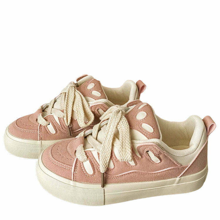 Trendy Skater Girl Pink Sneakers for Y2K Grunge Style and TikTok Fashion Enthusiasts