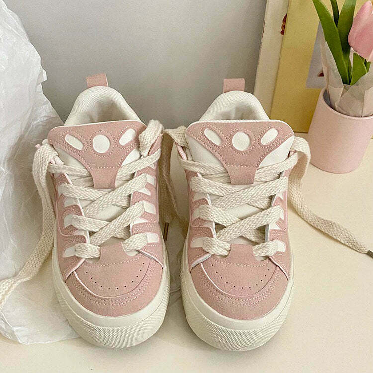 Trendy Skater Girl Pink Sneakers for Y2K Grunge Style and TikTok Fashion Enthusiasts