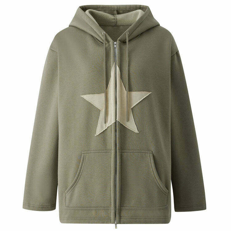 Trendy Skater Girl Star Hoodie - Cyber Y2K Grunge Fashion for Stylish Outfits