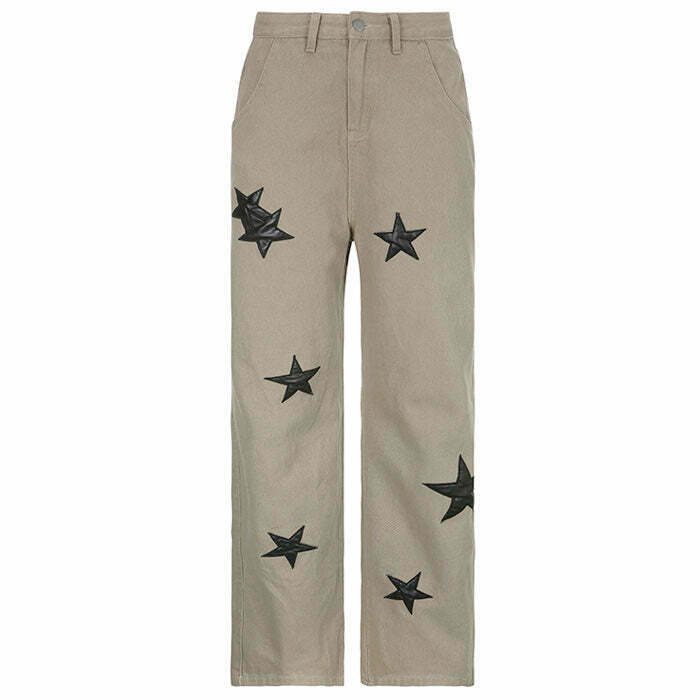 Trendy Skater Girl Star Jeans - Vintage Y2K Baggy Style for Retro Grunge Outfits