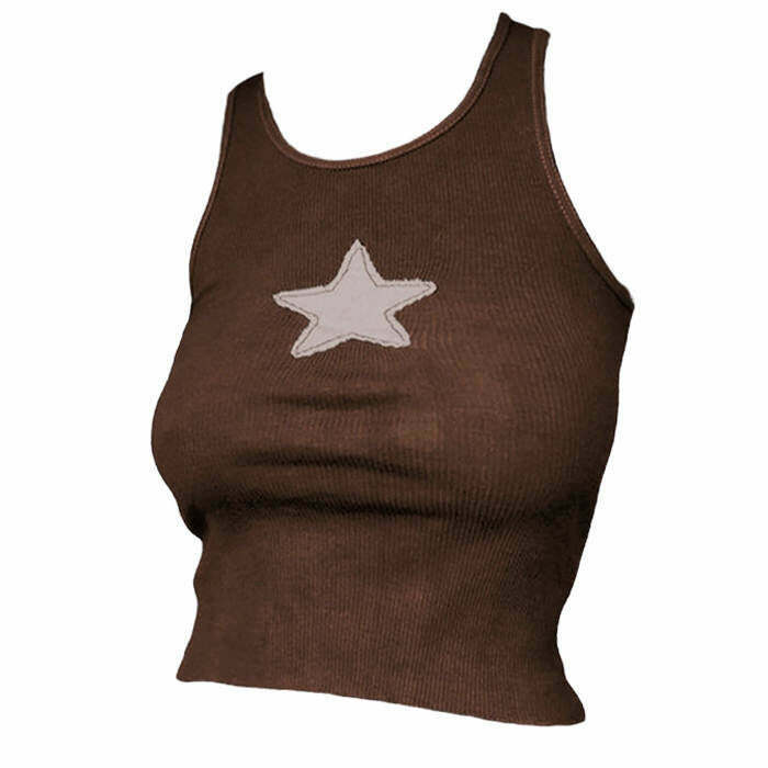 Trendy Skater Girl Star Tank Top - Y2K Style T-Shirt for Fashion-Forward Outfits