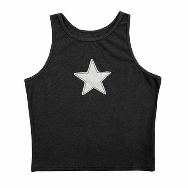 Trendy Skater Girl Star Tank Top - Y2K Style T-Shirt for Fashion-Forward Outfits