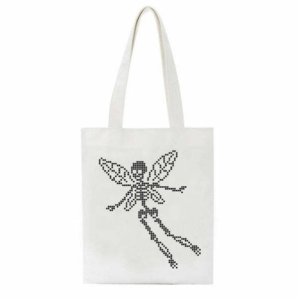 Trendy Skull Butterfly Canvas Bag for Y2K Fashion Lovers - Perfect for Work & Play