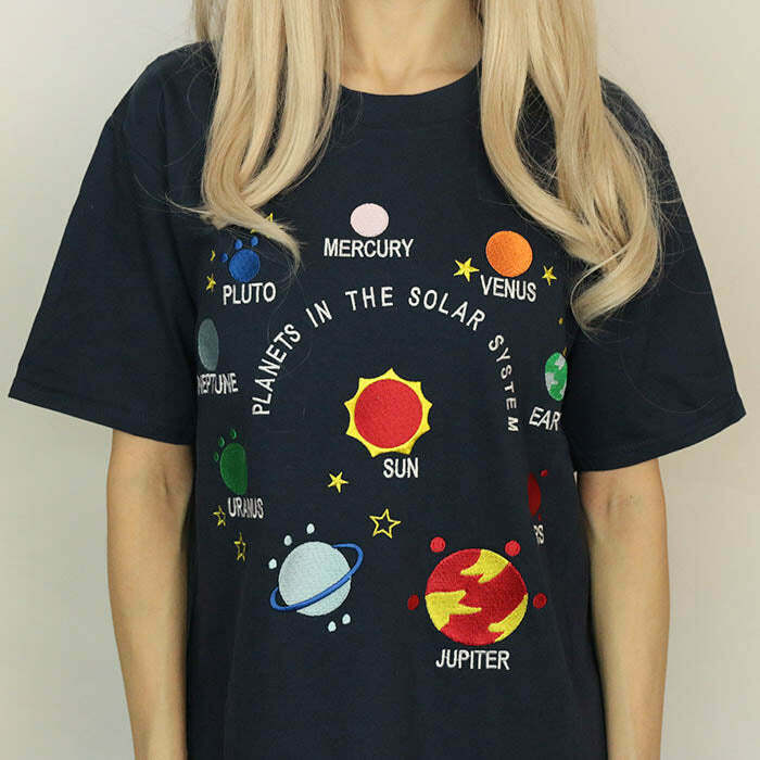 Trendy Solar System T-Shirt for Y2K Grunge Style & Preppy Fashion Enthusiasts