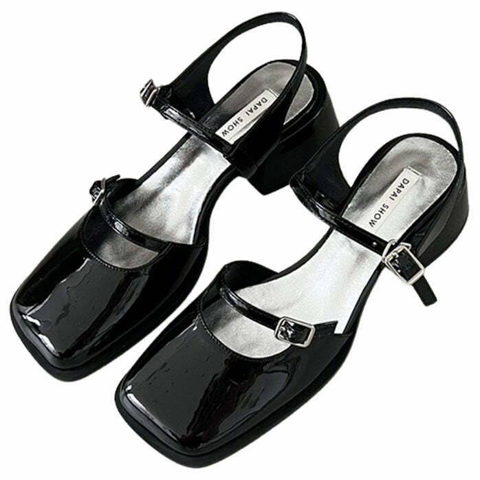 Trendy Square Toe Mary Jane Shoes for Y2K Grunge Outfits and Stylish Night Looks