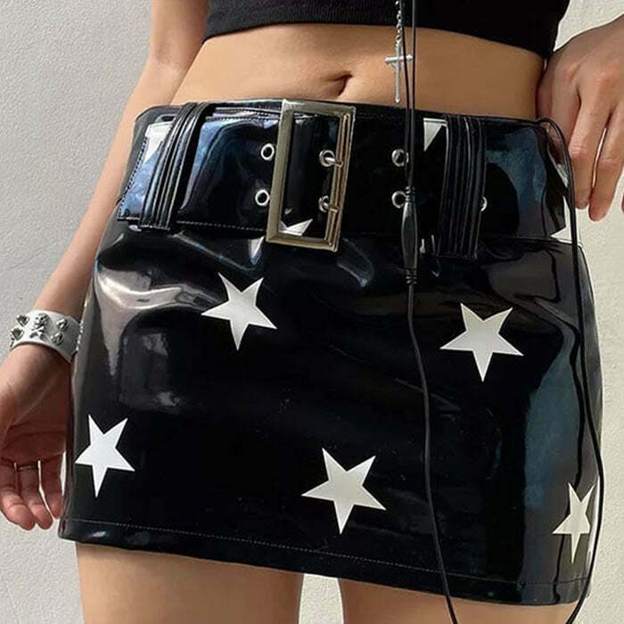 Trendy Star Leather Mini Skirt - Y2K Fashion Essential for Stylish Outfits & Looks