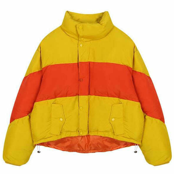 Trendy Striped Padded Jacket for Y2K Fashion - Grunge Style for Men and Women