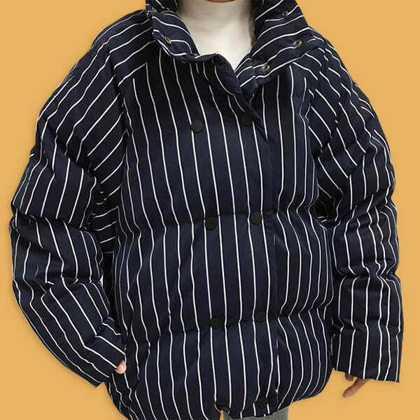 Trendy Striped Padded Jacket for Y2K Fashion Lovers - Embrace 2000s Grunge Style