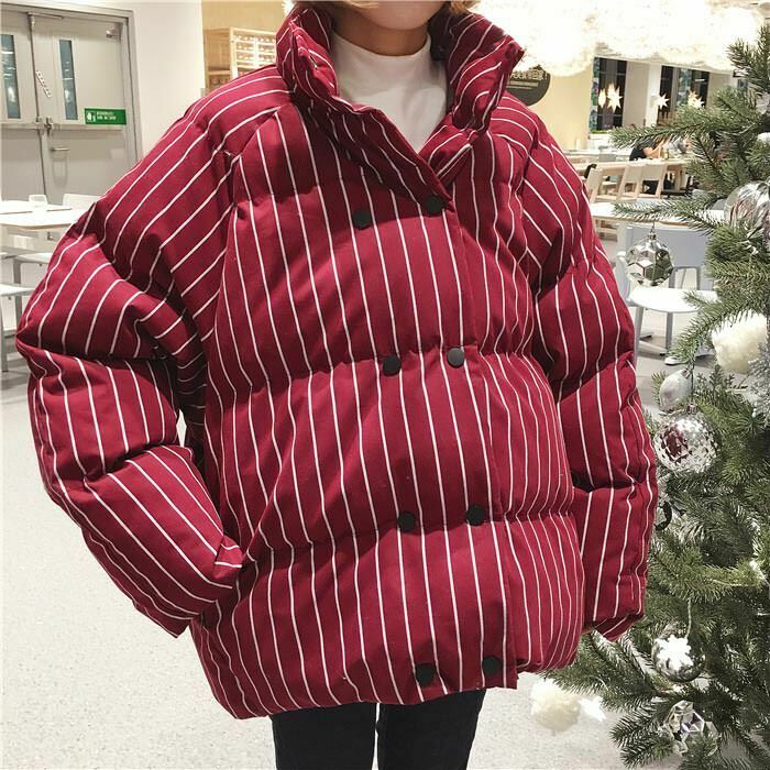 Trendy Striped Padded Jacket for Y2K Fashion Lovers - Embrace 2000s Grunge Style