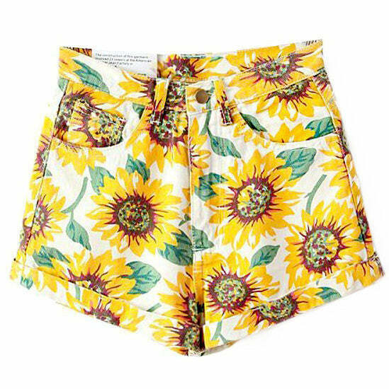 Trendy Sunflower Shorts for Y2K Style: Grunge Outfit for Men and Women in 2024