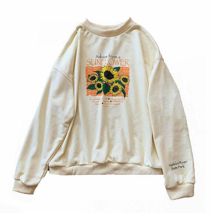 Trendy Sunflower Sweatshirt in Y2K Style - Dark Fashion for Girls & Grunge Outfits