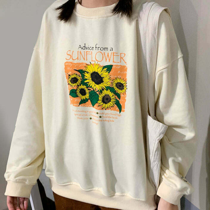 Trendy Sunflower Sweatshirt in Y2K Style - Dark Fashion for Girls & Grunge Outfits