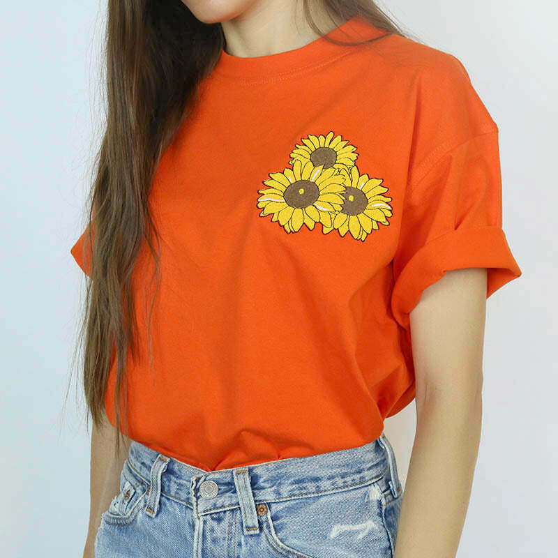 Trendy Sunflower T-Shirt for Y2K Fashion Lovers - Emo, Grunge & 90s Inspired Styles