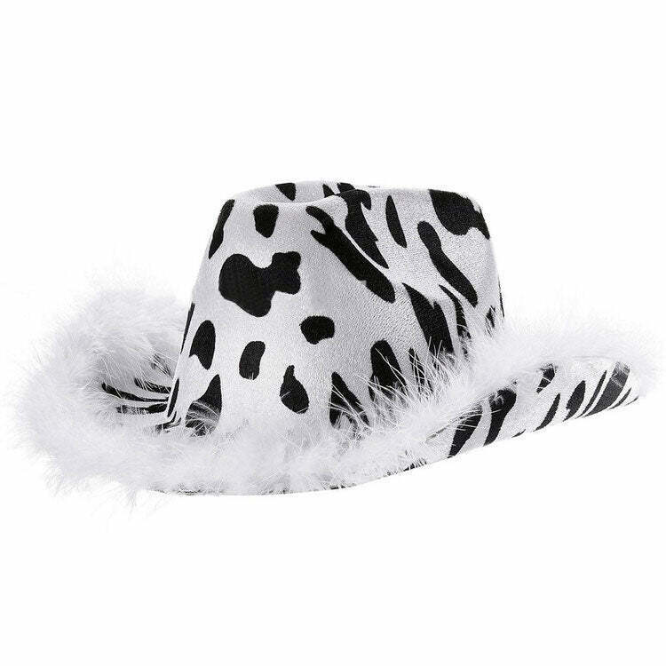 Trendy Y2K Aesthetic Cow Print Hat - Japanese Style Kpop Fashion Accessory