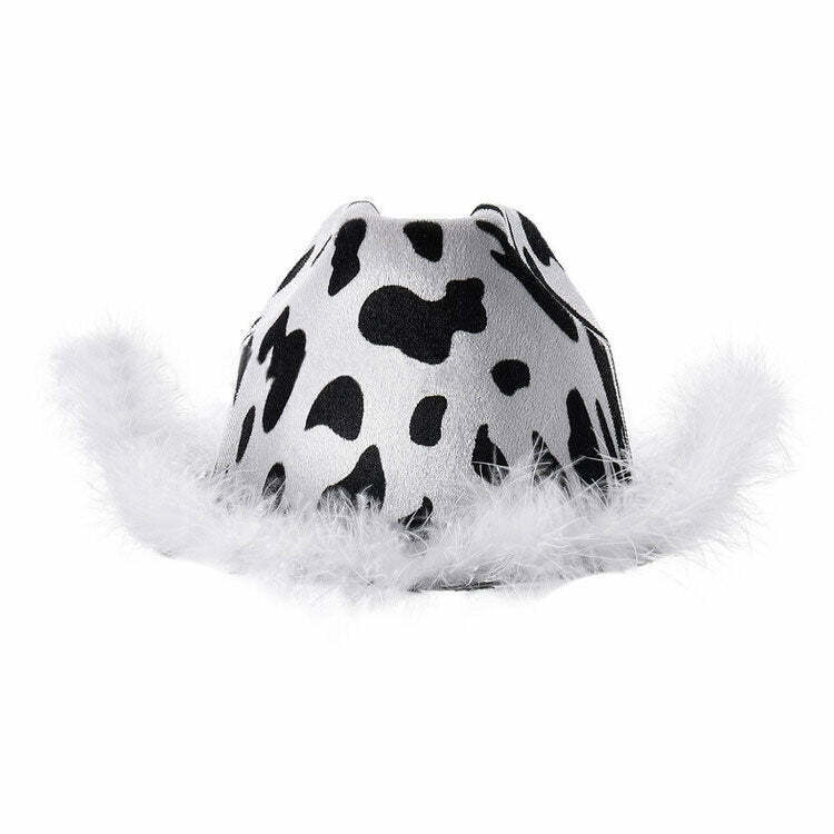 Trendy Y2K Aesthetic Cow Print Hat - Japanese Style Kpop Fashion Accessory