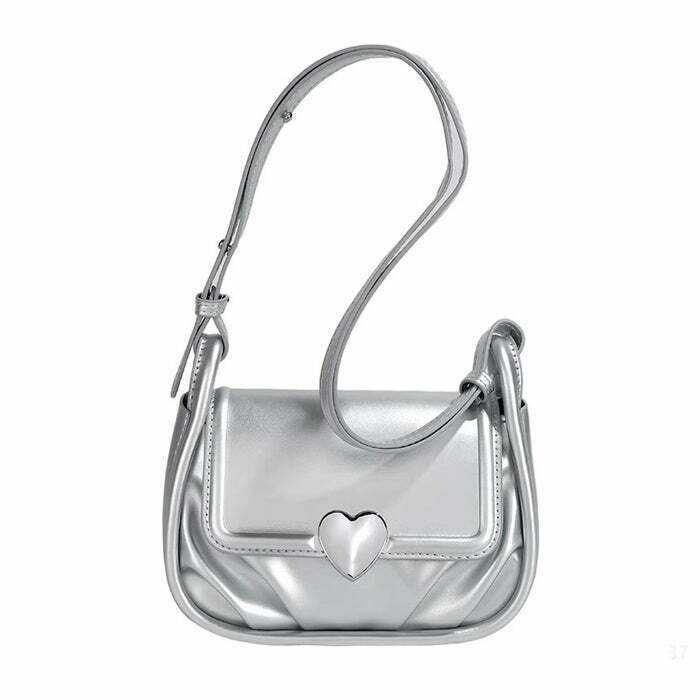 Trendy Y2K Aesthetic Heart Bag - Perfect Accessory for Y2K Fashion Lovers