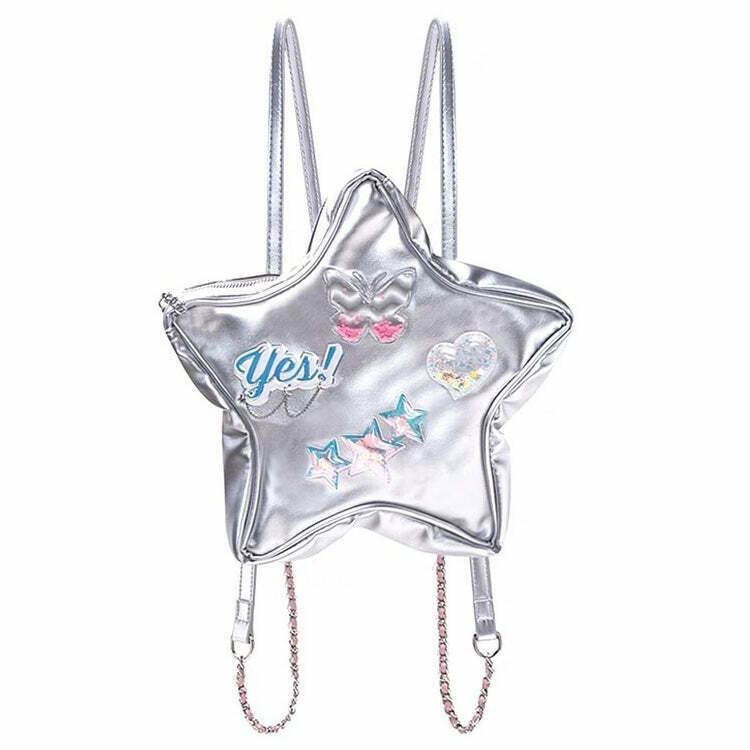 Trendy Y2K Aesthetic Star-Shaped Backpack for Retro Futurism Fashion Enthusiasts