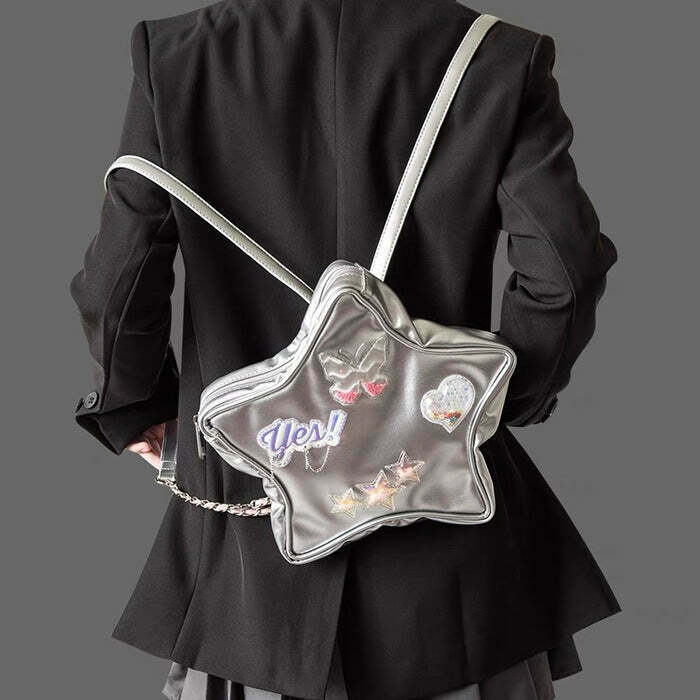 Trendy Y2K Aesthetic Star-Shaped Backpack for Retro Futurism Fashion Enthusiasts