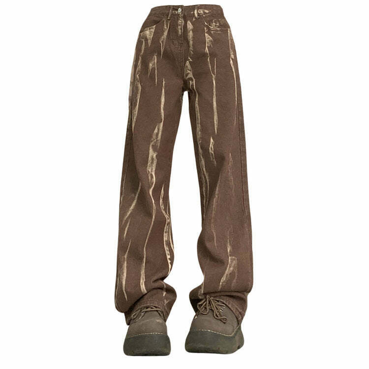 Trendy Y2K Brown Jeans for Stylish Outfits - Embrace the Y2K Fashion Revolution