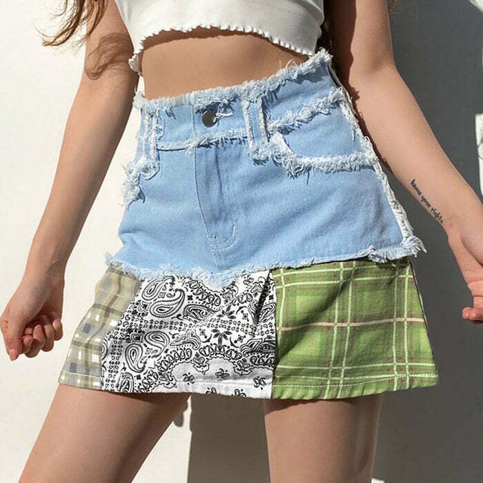 Trendy Y2K Denim Mini Skirt for Stylish Outfits - Embrace Retro 90s Fashion Vibes