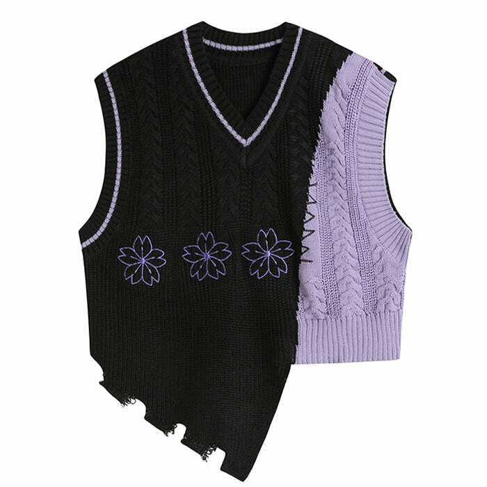 Trendy Y2K Grunge Knit Vest for Street Style Outfits - Perfect for Roblox and Cyber Fashion