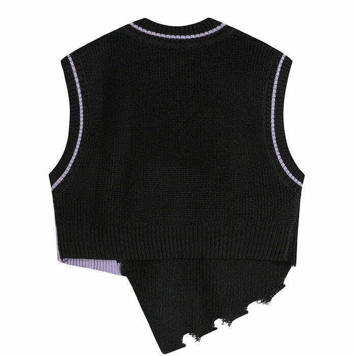 Trendy Y2K Grunge Knit Vest for Street Style Outfits - Perfect for Roblox and Cyber Fashion