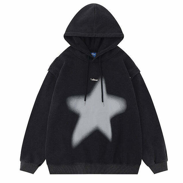 Trendy Y2K Hoodie with Graffiti Star Print - Stylish Rhinestone & 3D Designs for Men