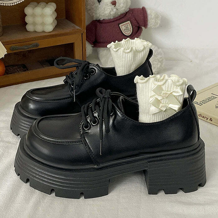 Trendy Y2K Oxford Boots for Women - Grunge Style Footwear for Fashion-Forward Looks