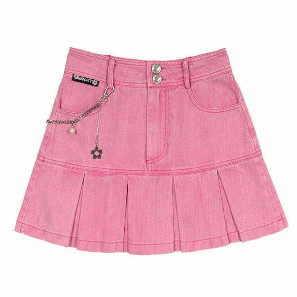 Trendy Y2K Pink Denim Skirt for Stylish Outfits - Perfect for Grunge and Emo Fashion