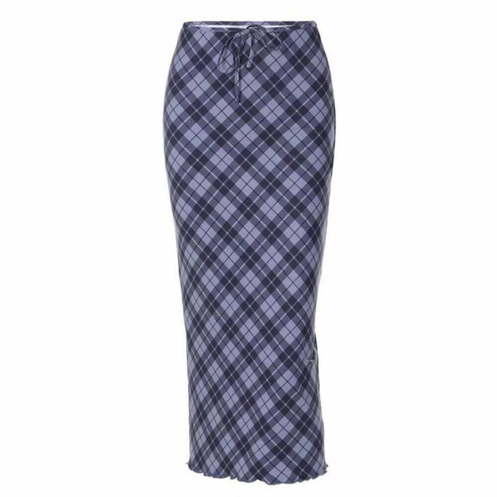 Trendy Y2K Plaid Maxi Skirt for Skater Style, Party Looks, and Fashion-Forward Outfits