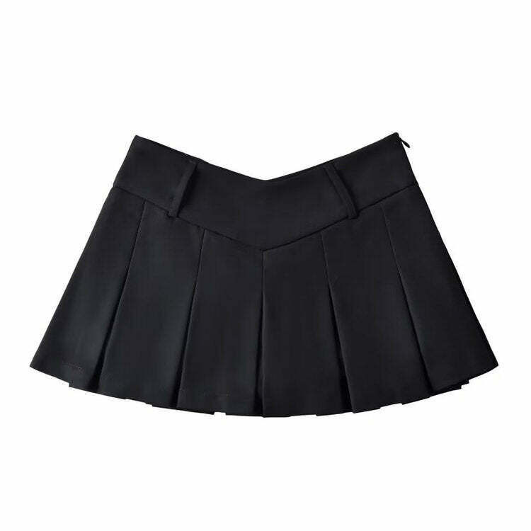 Trendy Y2K Pleated Micro Skirt - Stylish Black Denim Skirt for a Retro Look