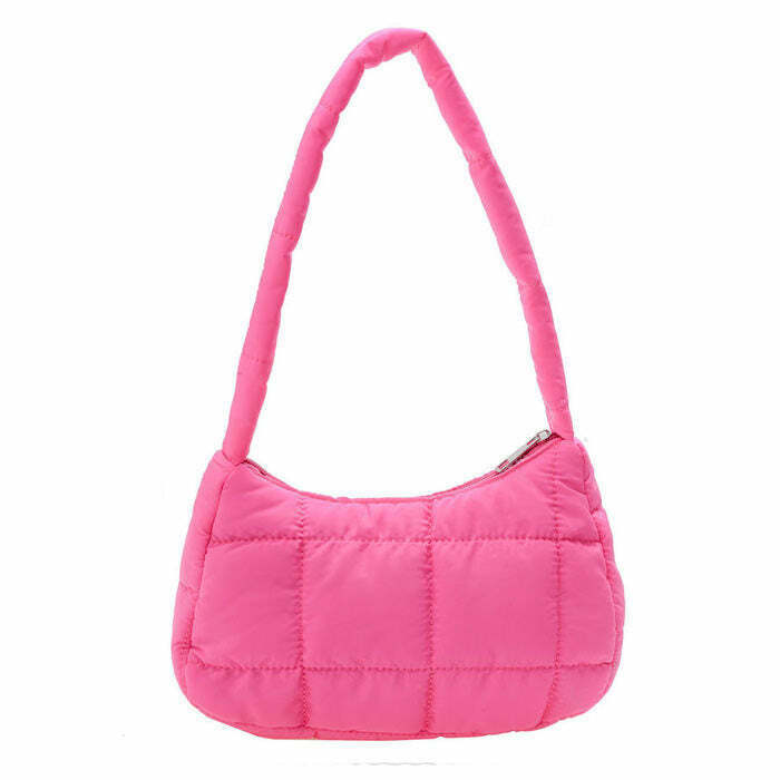 Trendy Y2K Puffer Baguette Bag - Stylish Y2K Fashion for Gen Z Outfits and Accessories