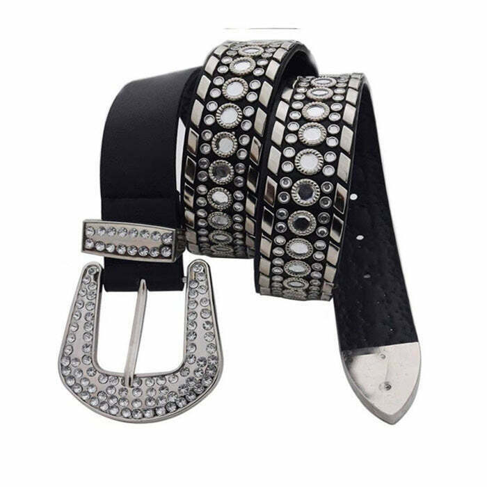 Trendy Y2K Rhinestone Belt for Men - Perfect for Concert Outfits and Cyber Style Fashion