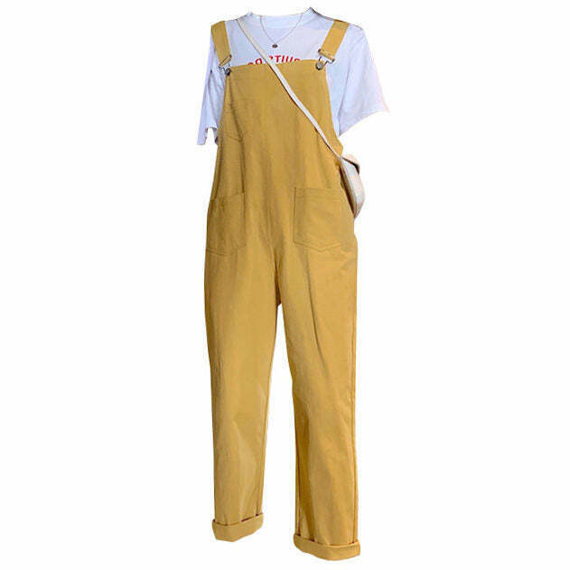 Trendy Y2K School Bus Dungarees for Retro Fashion Lovers - Stylish and Versatile Outfit