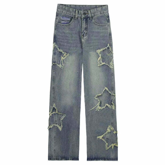 Trendy Y2K Star Baggy Jeans for Men - Retro Grunge Style for Fashion-Forward Outfits