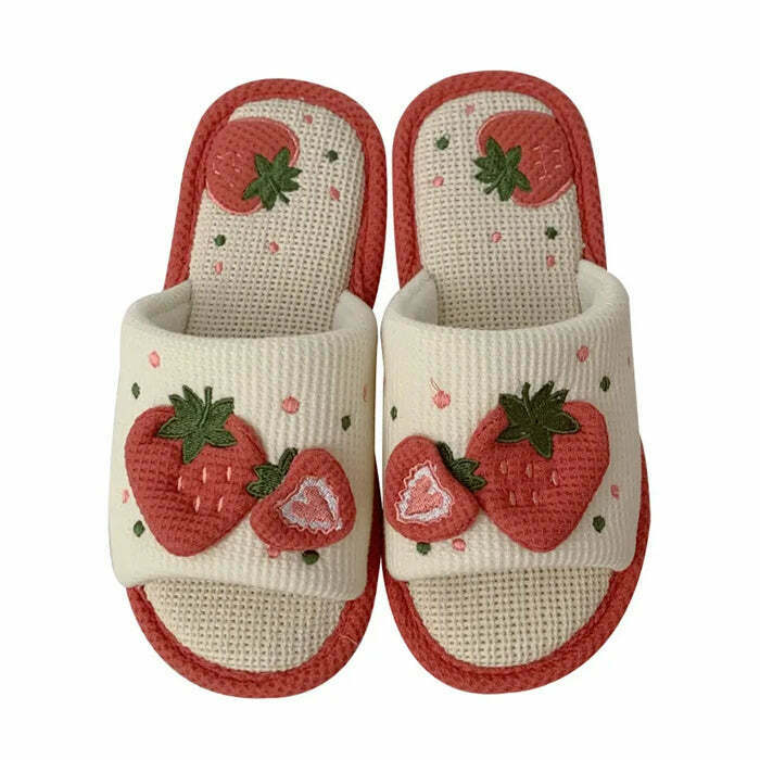 Trendy Y2K Strawberry Slippers for Stylish Grunge and Dark Fashion Enthusiasts