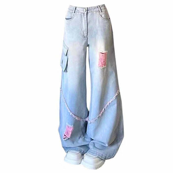 Trendy Y2K Wide Leg Jeans for Men - Stylish Low Rise Denim for a Retro Look