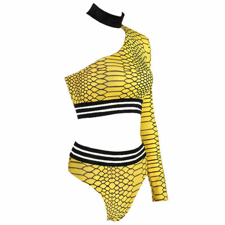 Trendy Yellow Snake Matching Set for Y2K Fashion Lovers - Stylish Cargo & Hijab Included