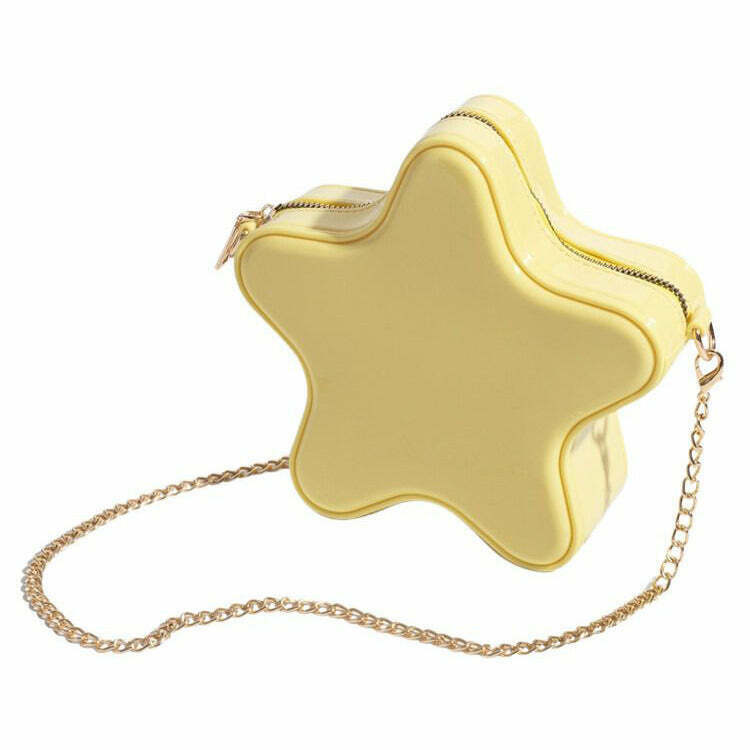 Trendy Yellow Star Chain Bag - Y2K Fashion Icon for Grunge and Party Outfits