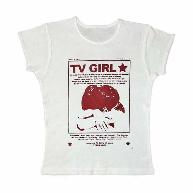 TV Girl Y2K Aesthetic Baby Tee - Vintage 2000s Style for Trendy Y2K Fashion Lovers