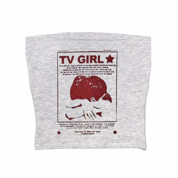 TV Girl Y2K Aesthetic Tube Top - Trendy Grunge Style for Y2K Fashion Lovers