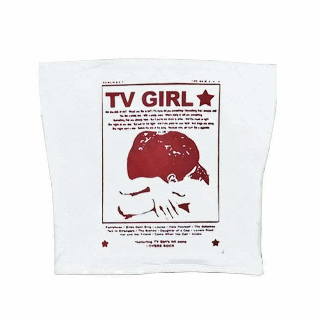 TV Girl Y2K Aesthetic Tube Top - Trendy Grunge Style for Y2K Fashion Lovers