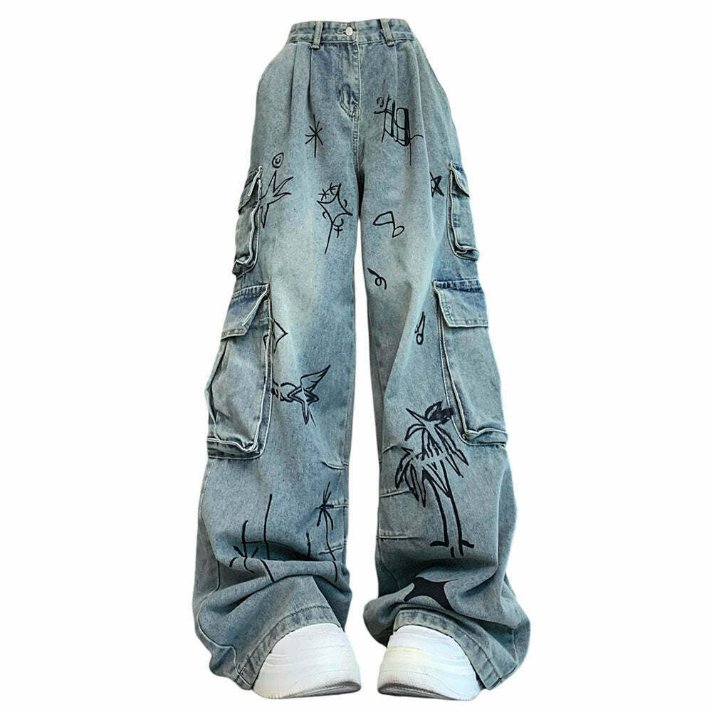 Urban Art Cargo Jeans for Men - Y2K Grunge Style & Boho Urban Fashion 2024