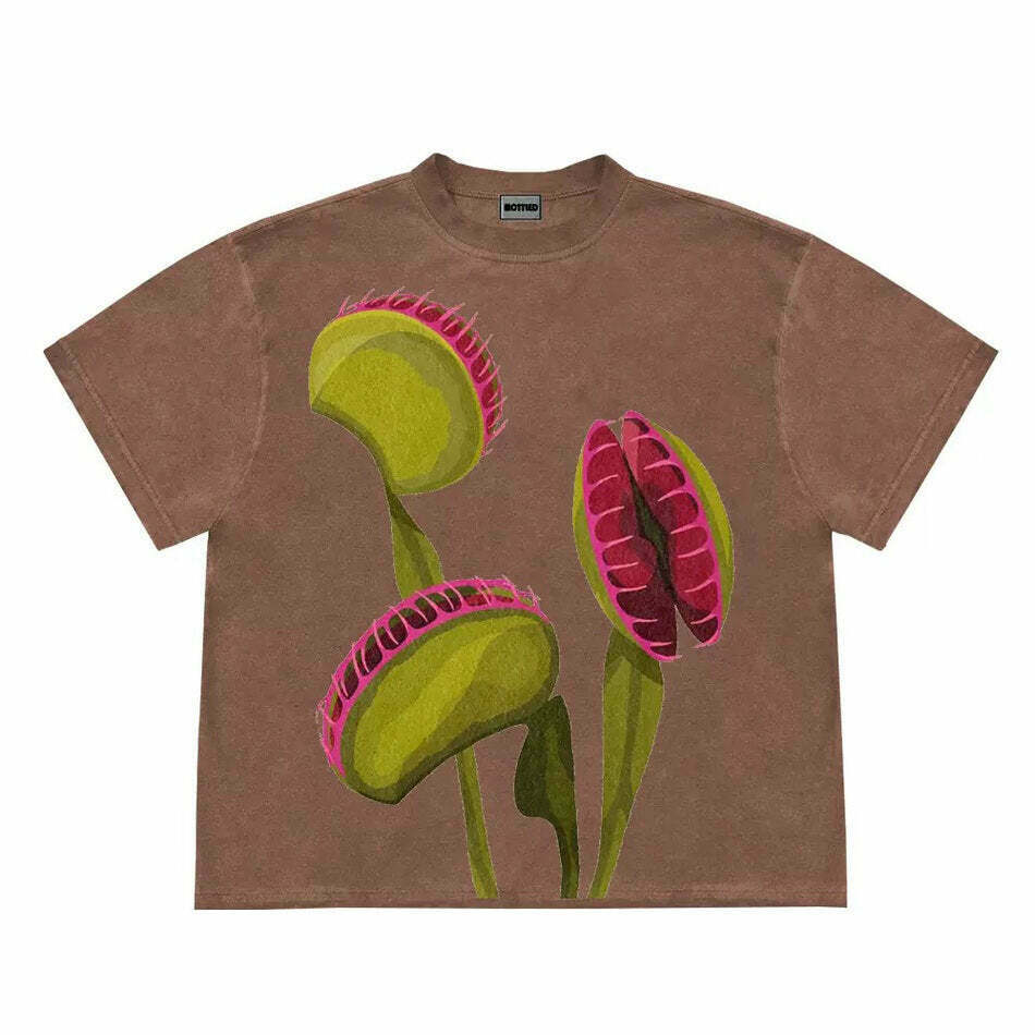 Venus Flytrap Graphic Shirt - Y2K Retro Aesthetic Tee for Indie Grunge Fashion Lovers