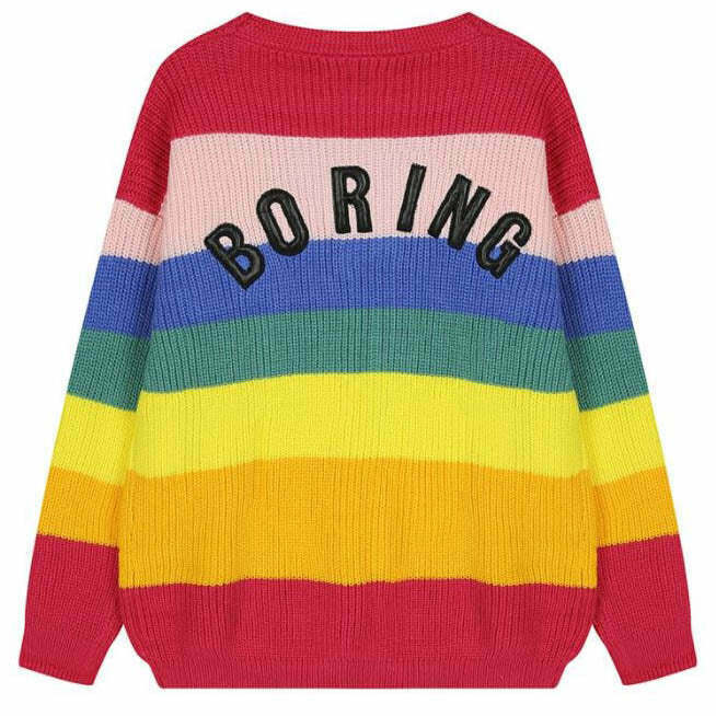 Vibrant Boring Rainbow Cardigan - Y2K Vintage Style for Trendy Fashion Looks