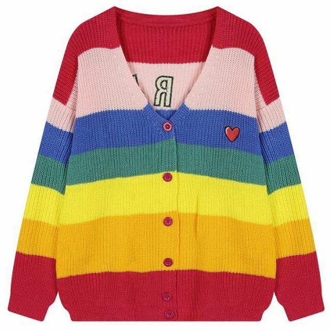 Vibrant Boring Rainbow Cardigan - Y2K Vintage Style for Trendy Fashion Looks