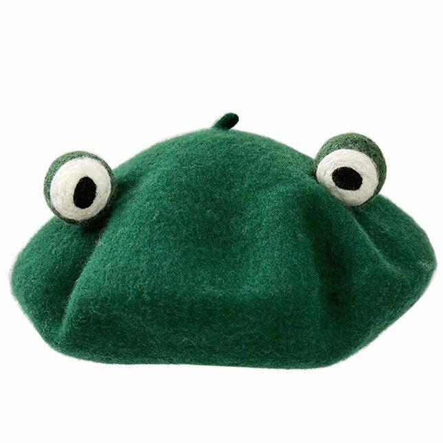 Vintage Frog Beret - Retro Y2K Fashion Accessory for Grunge and Western Style Outfits