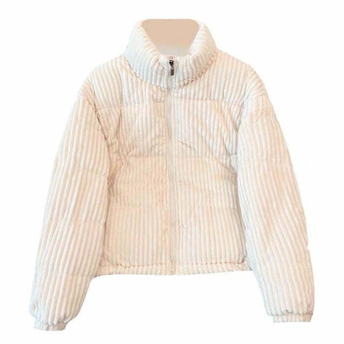 Vintage Patchwork Corduroy Puffer Jacket with Hood - Stylish Women's Outerwear